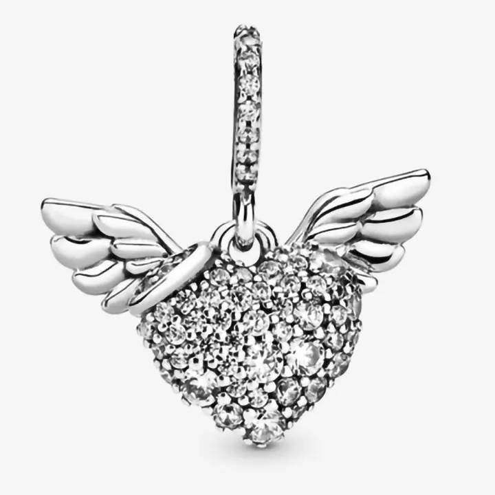 Pandora Charm de Colgante en Plata de Pavé Alas de Ángel Corazón 398505C01,Incluye Caja Original - 1