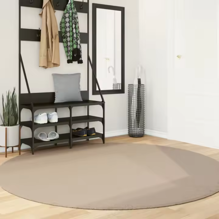 vidaXL Alfombra de pelo corto suave lavable HUARTE arena Ø 200 cm - 1