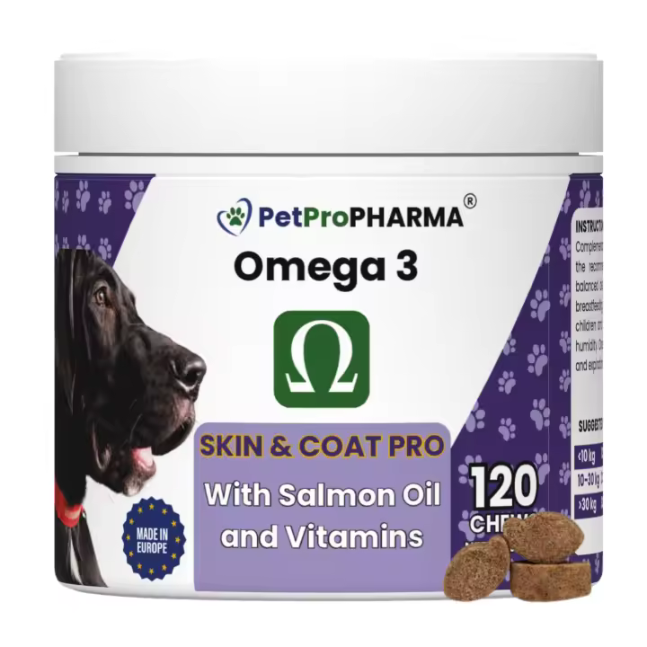 Skin & Coat PRO Coplemento alimenticio perros y gatos para piel y el pelaje. Con Omega 3 y Aceite de salmón. 120 chews. 360 gramos. - 1