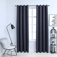 vidaXL 2x Cortinas Opacas con Anillas Metal 140x175cm Decoración Hogar Color Beige,  Negro,  Gris y mas - details 4