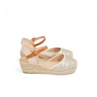 HLUNA - Sandalias de Cuña Oro y Plata tobilleras con la puntera cerrada detalle de brillos - Plantilla acolchada Cómodas - rl2021 - details 6
