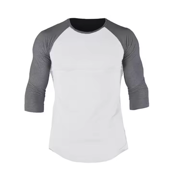 Camiseta De Entrenamiento Fitness Para Hombres Manga Larga Algodón Transpirable Ropa Deportiva Correr Gym Bodybuilding Color Sólido - 1