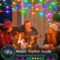 Luces De Cadena LED IP65 Impermeables Con Control Remoto Bluetooth Y Aplicación De Música USB Recargable Para Decoración De Fiestas De Navidad Y Cumpleaños - details 3