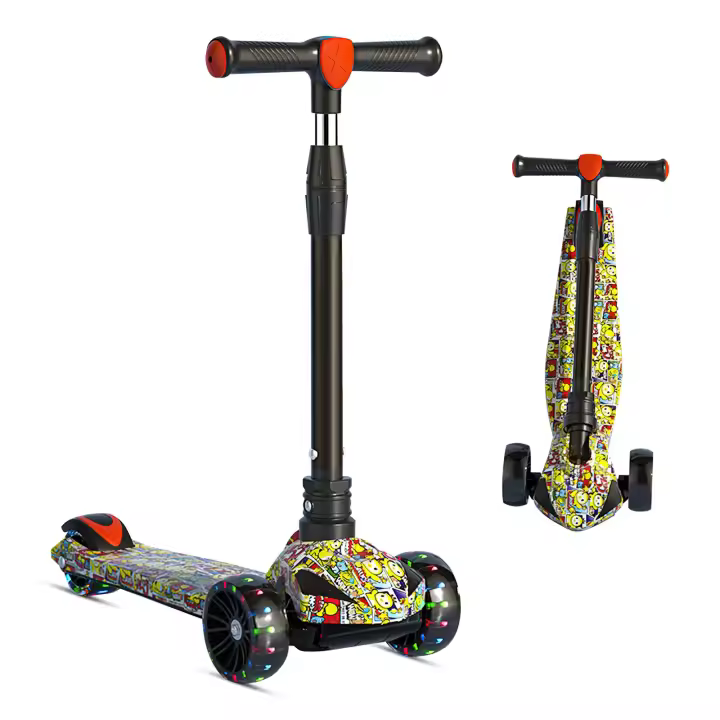 Patinete plegable para niños de 2 a 12 años, Scooter de 3 Ruedas with Flash, Altura ajustable - 1