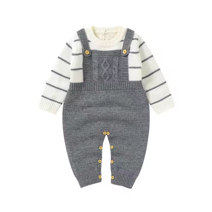 Romper Invierno Bebé Niño Niña Nueva Otoño Larga Manga Acrílico Unisex Mono De Playa De Pie Un Solo Piezo Ropa Infantil - 1