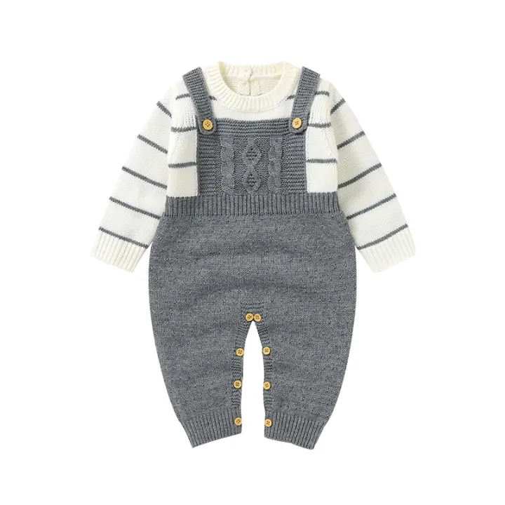 Romper Invierno Bebé Niño Niña Nueva Otoño Larga Manga Acrílico Unisex Mono De Playa De Pie Un Solo Piezo Ropa Infantil - 1