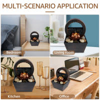 Fuente De Escritorio Creativa Para Decoración Del Hogar Relajación Meditación Con Cascada Ornamento De Buena Suerte Y Luz Suave Regalos Moderno Estilo Material Plástico - details 3