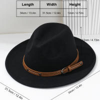 Nueva Moda Sombrero Fedora De Lana Para Hombre Otoño Invierno Amplio Algodón Imitación Paja Mujer Iglesia British Hat - details 2