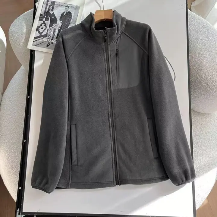 Chaqueta Cálida de Forro Polar para Hombre - Casual con Cremallera y Bolsillos Decorativos, Perfecta para Actividades al Aire Libre en Otoño/Invierno - 1