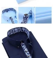 Camisa Larga De Manga Para Hombre Verano Delgada Con Cuello De Porcelana Azul Y Blanco Para Ropa Formal Y Casual Negro Náutico - details 6