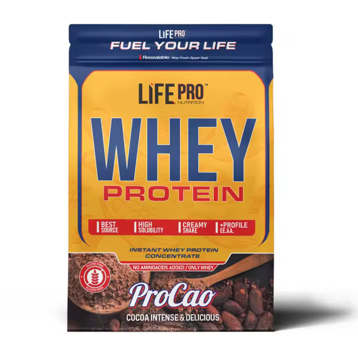 LIFE PRO NUTRITION WHEY PROCAO GLUTEN FREE 2KG - Concentrado de Proteína - Protege Tejidos - Sabor a Desayuno de Colegio - 1