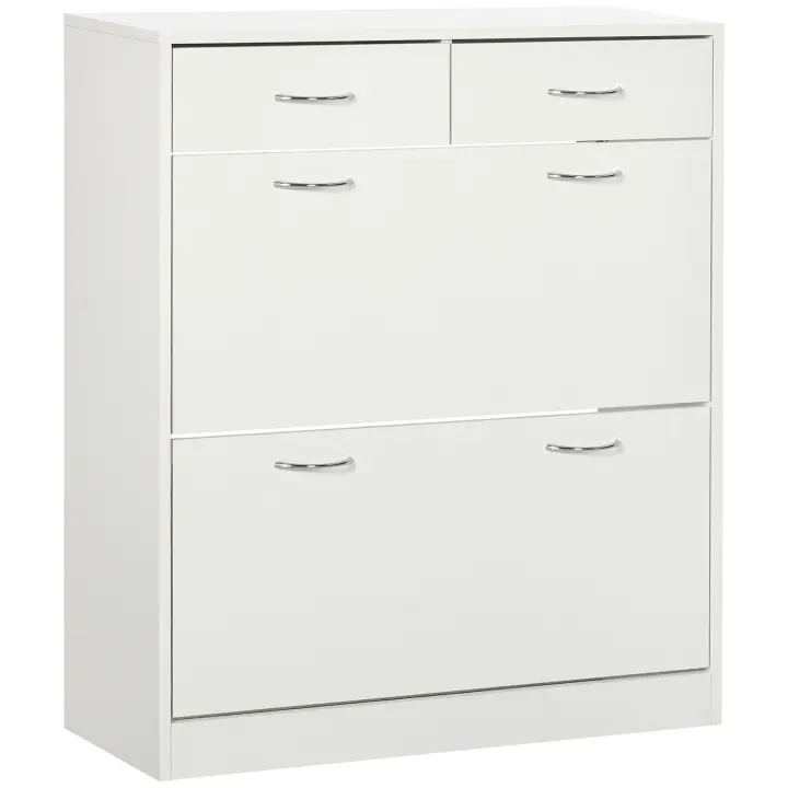 HOMCOM Armario de Zapatos Mueble Zapatero Estrecho con 2 Cajones Abatibles y 2 Cajones Extraíbles para 12 Pares de Zapatos para Salón Entrada Pasillo 80x30x91,5 cm - 1