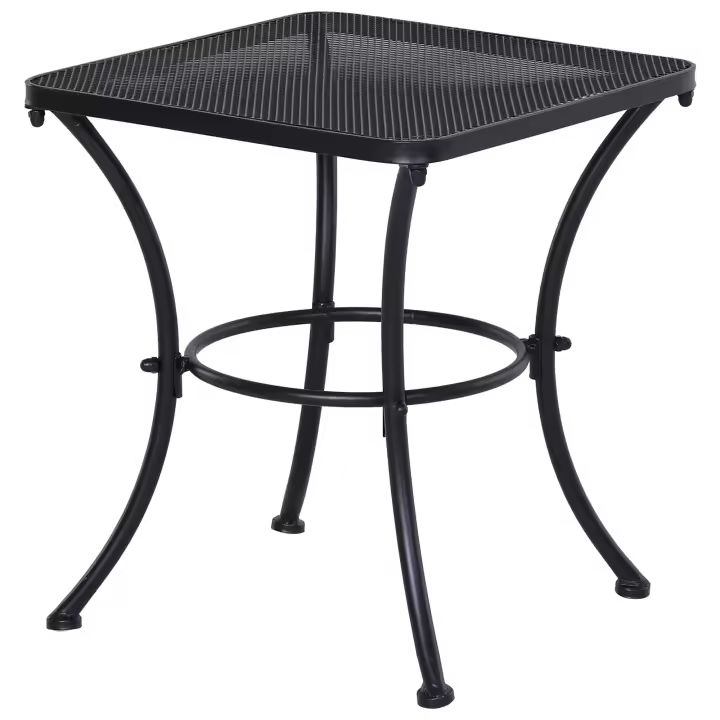 Outsunny Mesa de Jardín Cuadrada Mesa Auxiliar Exterior con Estructura de Metal para Patio Terraza Balcón Carga 30 kg 45x45x50 cm Negro - 1