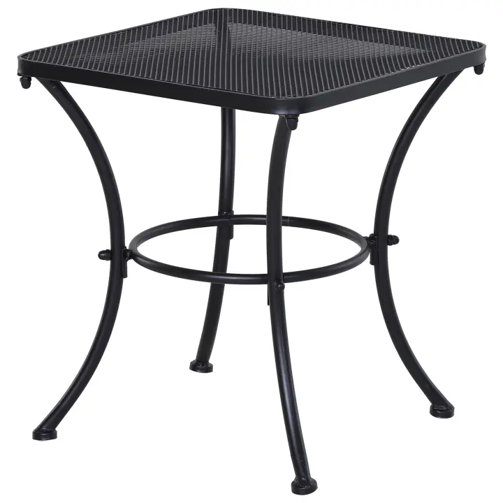Outsunny Mesa de Jardín Cuadrada Mesa Auxiliar Exterior con Estructura de Metal para Patio Terraza Balcón Carga 30 kg 45x45x50 cm Negro - 1