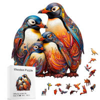 Puzzle De Madera Con Dibujos Irregulares De Pingüino Regalo Elegante En Caja Para Interacción Familiar Y Alivio Del Estrés En Adultos - details 0