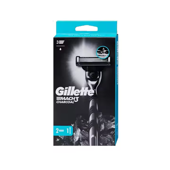 Gillette Mach3 Charcoal Maquinilla de Afeitar Hombre con 3 Hojas y Mango Ergonómico - 1