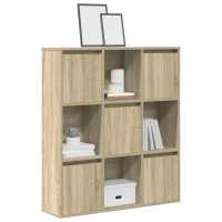 vidaXL Estantería de madera de ingeniería 89x24x101,5 cm en color Roble artisan/Gris hormigón/Negro y más | almacenamiento funcional diseño moderno para baño dormitorio sala - details 8