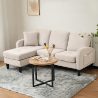 Sofá esquinero en forma de L con sillón reclinable - Sofá de Tres plazas, 166x118x77 cm, textil de Algodón y Lino transprable, pátas de plástico, Diseño modular, ideal para salones, apartamentos y oficinas. - details 2