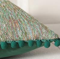 Fundas De Cojines Boho Verdes Con Pompon 30x50cm 45x45cm Textura De Terciopelo Decorativas Para Sofá Manta - details 2