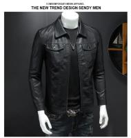 Chaqueta De Cuero Para Hombre Con Cuello En V Estilosa Y Acolchada Impermeable Para Motocicleta Y Trabajo Estilo De Invierno Gruesa Y Justa - details 4