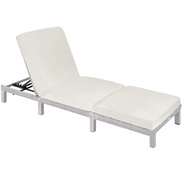 Tectake - Tumbona de poliratán SOFÍA, Fácil de limpiar, Diseño muy bonito y elegante, Respaldo ajustable en 6 posiciones - 1