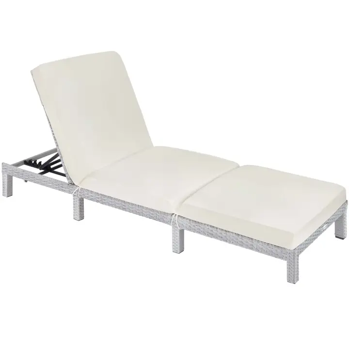 Tectake - Tumbona de poliratán SOFÍA, Fácil de limpiar, Diseño muy bonito y elegante, Respaldo ajustable en 6 posiciones - 1