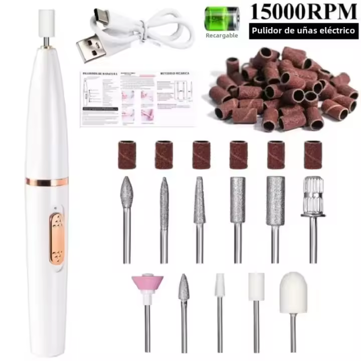 Perforadora Eléctrica Para Uñas Con Bits Profesionales De Polvo De Arena Para Eliminación De Piel Muerta Y Pulido De Arte Manicura Máquina De Trabajo - 1