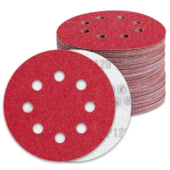 Discos de lijado de 125mm, Wheat 120, 100 unidades, 8 tacos, para lijadora Orbital - 1