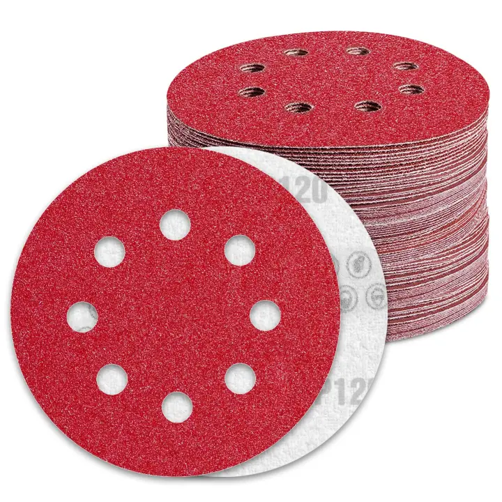 Discos de lijado de 125mm, Wheat 120, 100 unidades, 8 tacos, para lijadora Orbital - 1