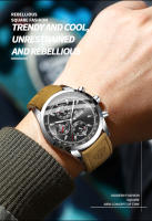 Reloj De Pulsera Para Hombre BINBOND Lujo Resistente Al Agua Cronógrafo Luminoso De Cuero Calidad Alta Reloj Casual De Cuarzo - details 2