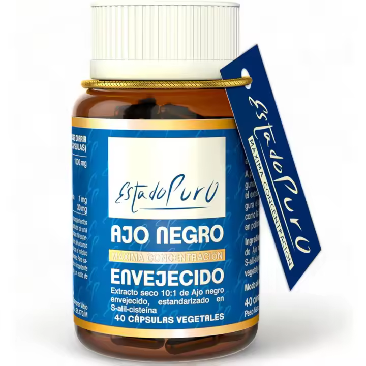 Ajo Negro Estado Puro | Extracto de Ajo Negro Envejecido - 10x Veces Más Concentrado - Colesterol + Energía + Antioxidante - Sin Olor y Sin Sabor | 40 Cápsulas de Tongil - 1