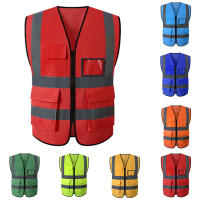 Chaleco De Seguridad Reflectante Para Verano Visibilidad Alta Con Bolsillos Cremallera Para Trabajo Nocturno Y Construcción Sin Mangas Unisex - details 0