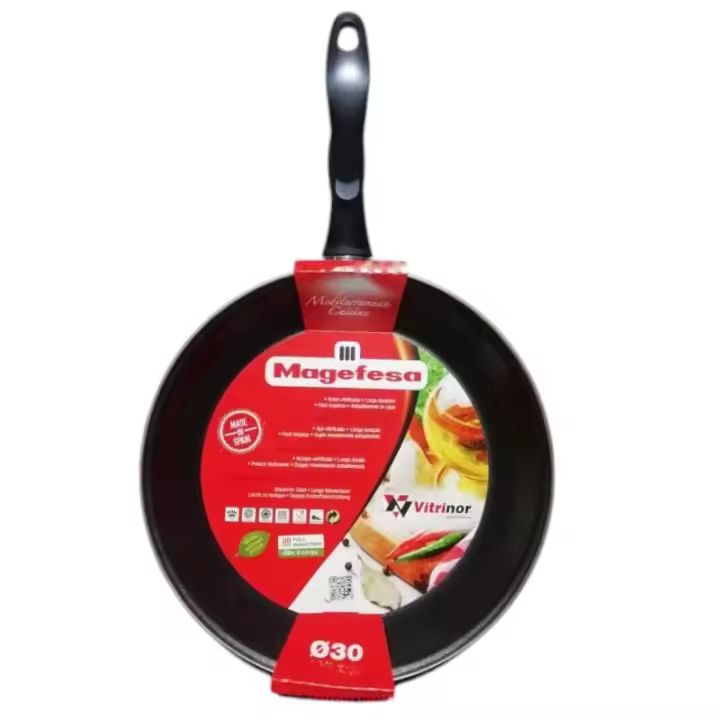 MAGEFESA Black - Sartén 30 cm de acero esmaltado, antiadherente bicapa reforzado, color negro exterior. Apta para todo tipo de cocinas, incluida inducción - 1