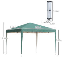 Outsunny Carpa Plegable 3x3 m Cenador de Jardín Gazebo con Bolsa de Transporte Altura Ajustable en 3 Niveles Anti-UV e Impermeable para Terraza Patio Playa Verde - details 2