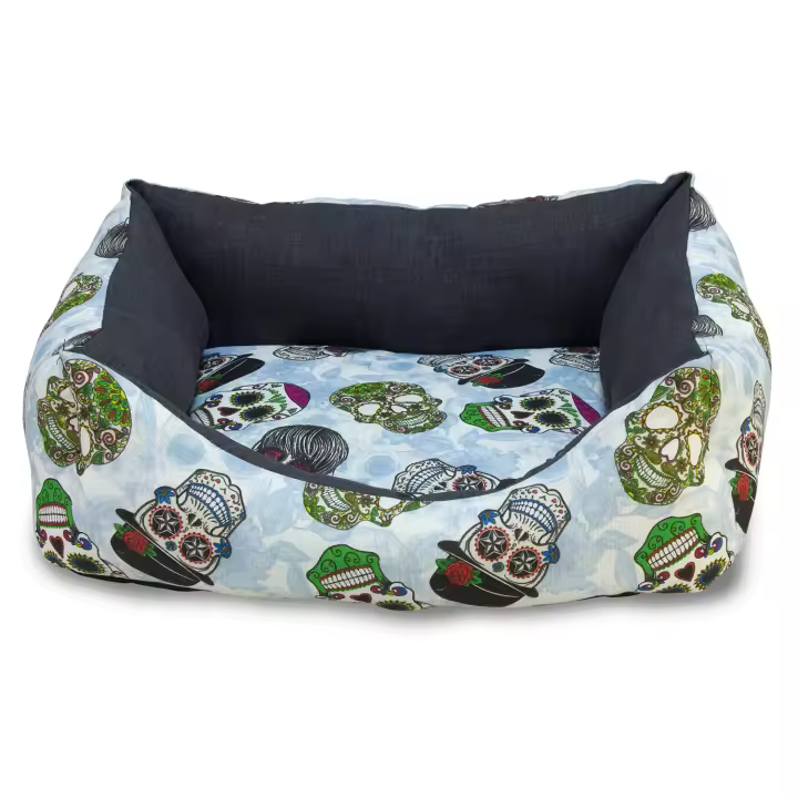 Cama cuadrada Calaveras a go-go 60 cm - Ayuda al descanso de tu perro - Accesorios para mascotas - 1