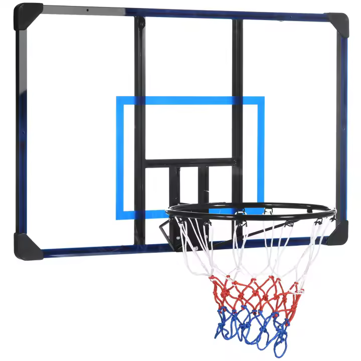SPORTNOW Canasta de Baloncesto de Pared Tablero de Baloncesto Aro de Baloncesto para Exterior 113x61x73 cm Azul y Negro - 1