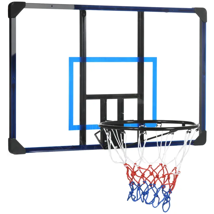 SPORTNOW Canasta de Baloncesto de Pared Tablero de Baloncesto Aro de Baloncesto para Exterior 113x61x73 cm Azul y Negro - 1