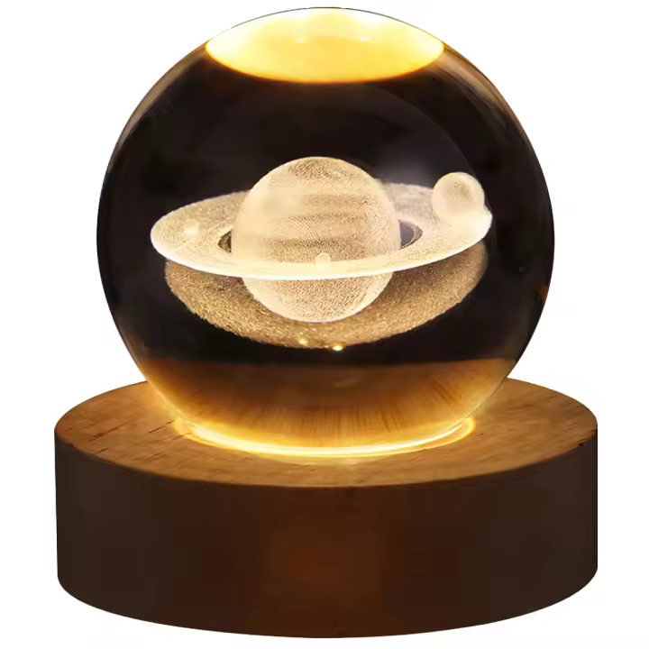 Lámpara De Noche LED USB De Cristal Galáctico Lámpara De Planeta 3D Lámpara De Luna Decoración Para El Hogar - 1