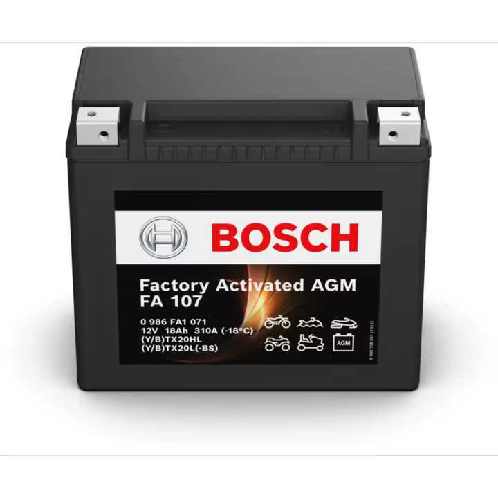 Batería de Moto Bosch FA107 - AGM. Tecnología AGM. 12V - 18Ah/310A (EN) - 1