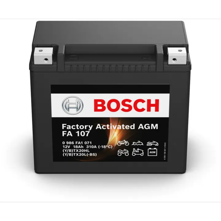 Batería de Moto Bosch FA107 - AGM. Tecnología AGM. 12V - 18Ah/310A (EN) - 1