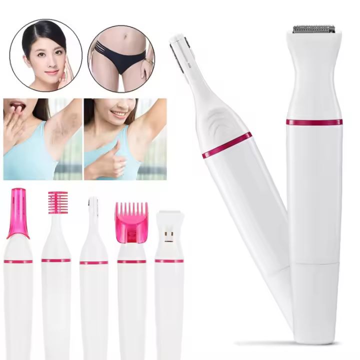 Epilador Eléctrico Portátil 5 En 1 Painless Trimmer Para Cejas Cuerpo Bikini Facial Eliminación De Vello Afeitadora Multifuncional - 1