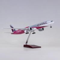 Avión De Juguetes Diecast Qatar Airways B777 Escala 1:157 Con Luz 47CM Colección De Modelos De Aviones De Resina Para Exposición - details 0