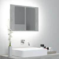 vidaXL Armario espejo de baño con luz LED acrílico 60x12x45 cm en color Negro/Gris hormigón/Madera antigua y más | almacenamiento funcional diseño moderno para baño dormitorio sala - details 1