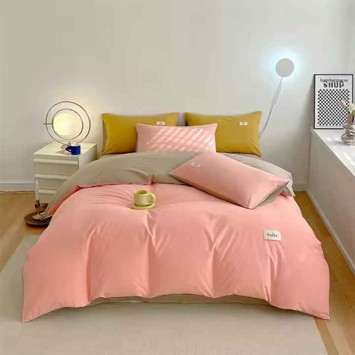 Funda De Edredón INS Estilo Lujo Doble Color Sólido Para Pareja Hotel Apartamento Hogar Algodón 100% Bordado De Alta Calidad - 1