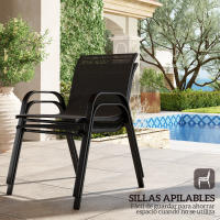 Outsunny Conjunto de Jardín Exterior 4 Piezas Muebles Jardín Exterior con 2 Sillones Apilables 1 Sofá de 2 Plazas y Mesa de Centro con Tablero de Vidrio Templado Negro - details 4