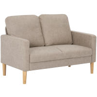 HOMCOM Sofá de 2 Plazas, Tapizado en Microfibra, Sofá Moderno con Patas de Madera, Reposabrazos, para Salón, Dormitorio, Oficina, Sala de Estar, 130x78x85 cm, Crema - details 0