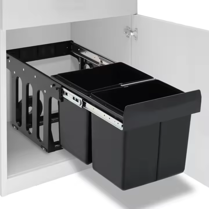vidaXL Cubo de Basura Extraíble en Armario de Cocina Cierre Suave Papelera Dimensiones 48 x 34.3 x 35.1 cm/ 36 L, 51.8 x 34 x 41.3 cm/ 48 L - 1