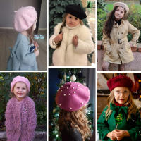 Gorro De Lana Para Niñas Invierno Retro Beret Con Perlas Gorro Infantil Para Otoño Invierno Acessorios De Ropa Para Niñas Edad 2-6 Años - details 0