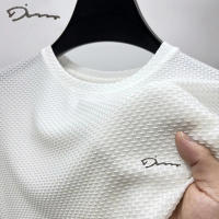 Camiseta De Hombre De Seda De Hielo Transpirable Con Cuello Redondo Manga Corta Suave Y Ligera Para Verano Estilo Casual - details 8