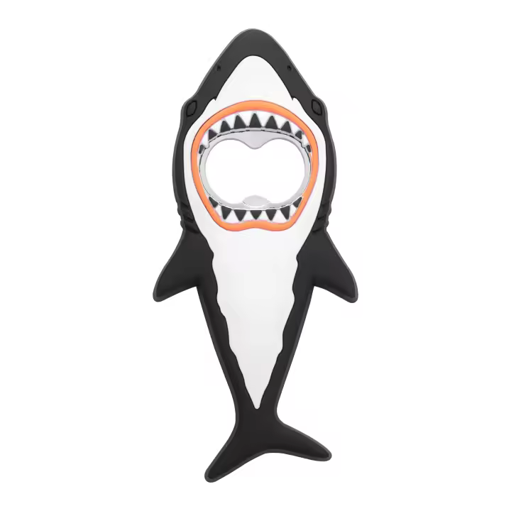 Abridor de botellas de Tiburón, Creative Tiburón Nevera Iman de Diseños animados Océano animal cerveza abrebotellas portátia adecuado para Viajes de Bar (Negro) - 1